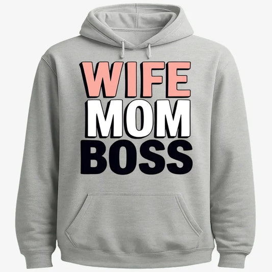 Wife Mom Boss Empowerment Tee-Hoodie-Gray Heather