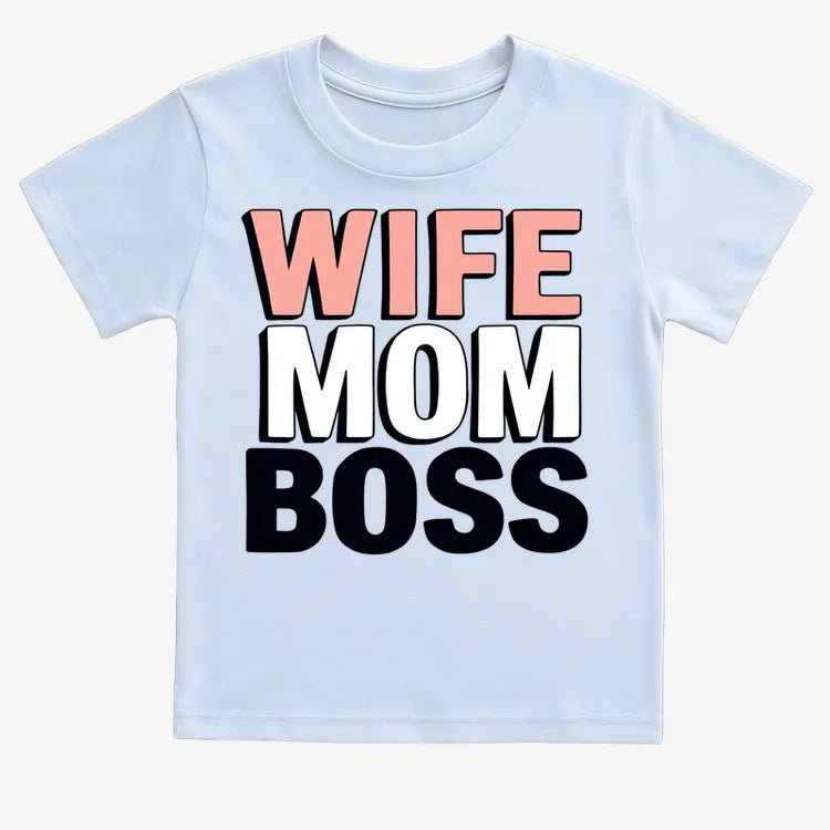 Wife Mom Boss Empowerment Tee-Kids T-Shirt-Blue