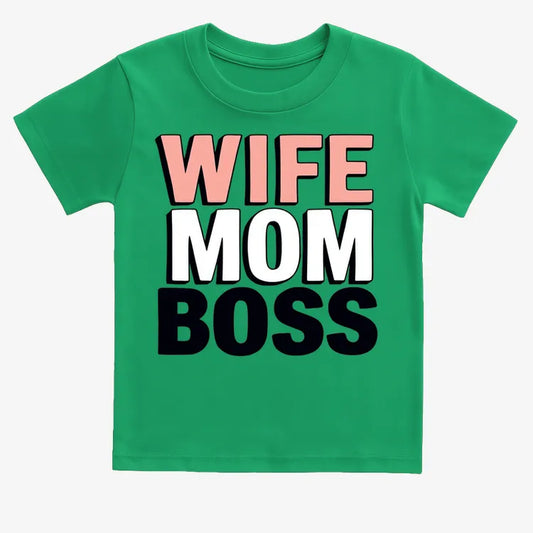 Wife Mom Boss Empowerment Tee-Kids T-Shirt-Green