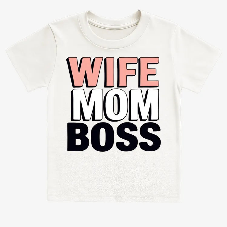 Wife Mom Boss Empowerment Tee-Kids T-Shirt-White