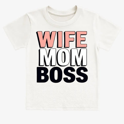 Wife Mom Boss Empowerment Tee-Kids T-Shirt-White