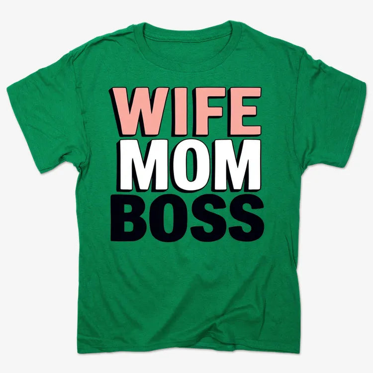 Wife Mom Boss Empowerment Tee-Men's T-Shirt-Kelly Green Heather