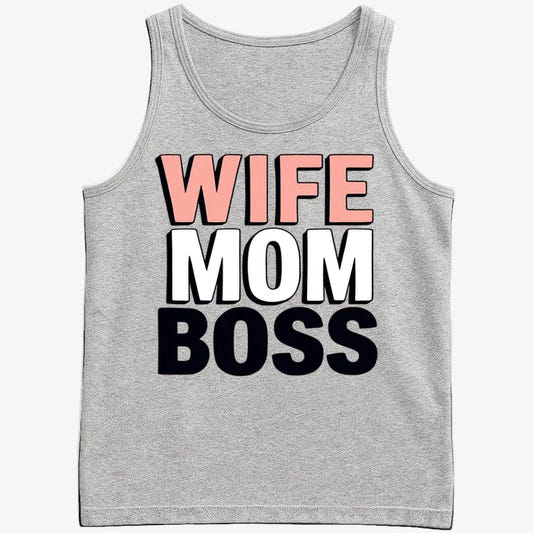Wife Mom Boss Empowerment Tee-Men's Tank Top-Gray Heather