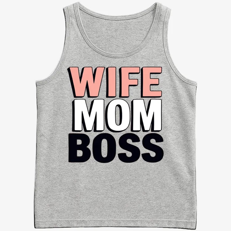 Wife Mom Boss Empowerment Tee-Men's Tank Top-Gray Heather