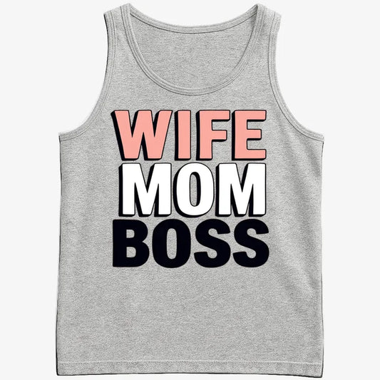 Wife Mom Boss Empowerment Tee-Men's Tank Top-Gray Heather
