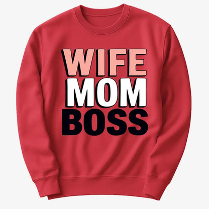 Wife Mom Boss Empowerment Tee-Sweater-Red
