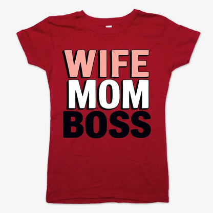 Wife Mom Boss Empowerment Tee-Women's T-Shirt-Deep Red