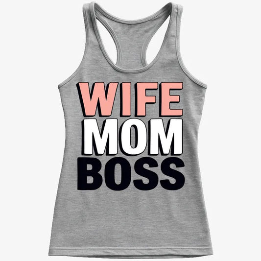 Wife Mom Boss Empowerment Tee-Women's Tank Top-Gray Granite