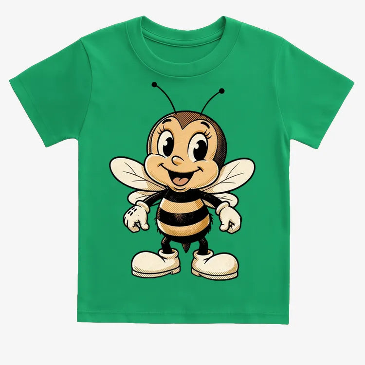 Wildflower Bee Mascot-Kids T-Shirt-Green