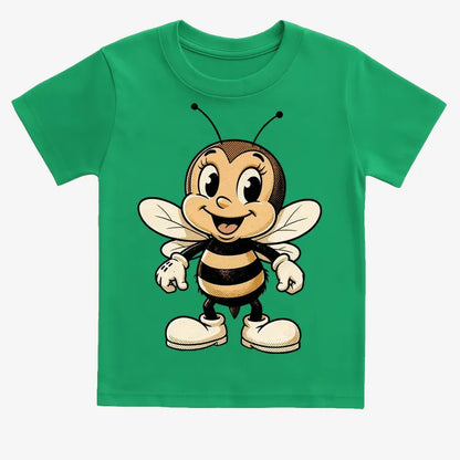 Wildflower Bee Mascot-Kids T-Shirt-Green