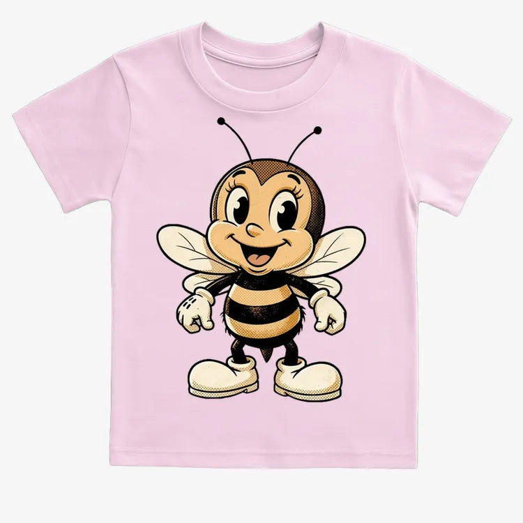 Wildflower Bee Mascot-Kids T-Shirt-Pink