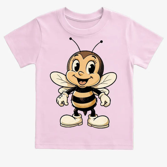 Wildflower Bee Mascot-Kids T-Shirt-Pink
