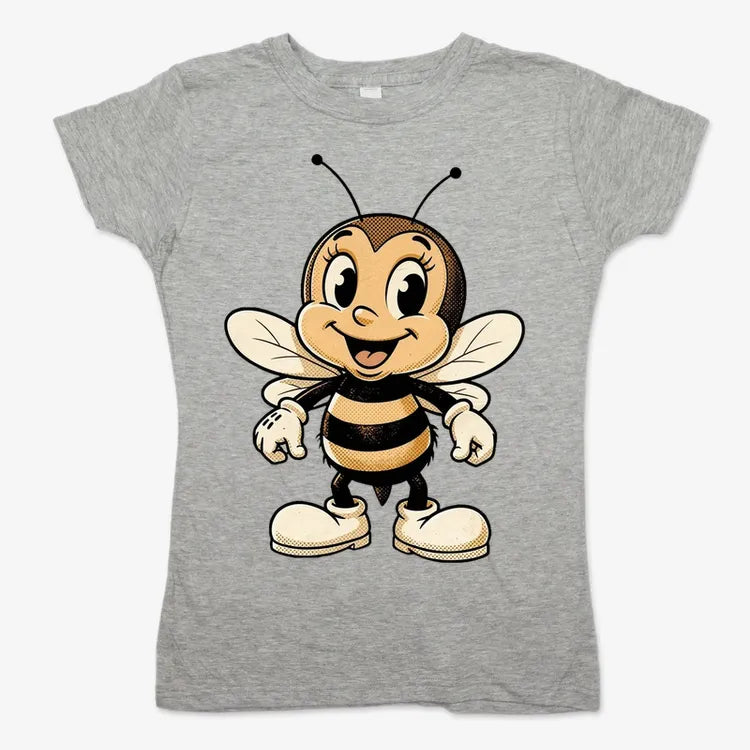 Wildflower Bee Mascot-Women's T-Shirt-Gray Granite