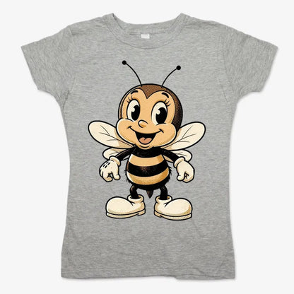 Wildflower Bee Mascot-Women's T-Shirt-Gray Granite