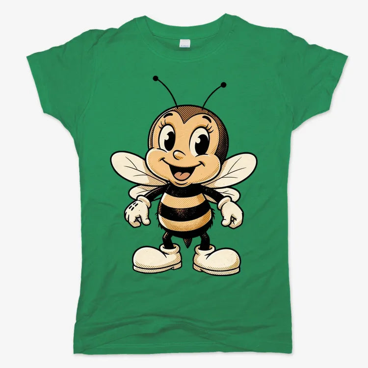 Wildflower Bee Mascot-Women's T-Shirt-Lucky Green