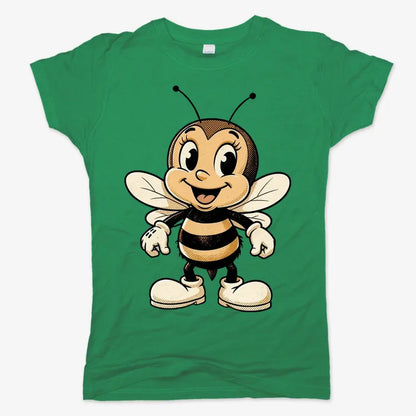 Wildflower Bee Mascot-Women's T-Shirt-Lucky Green