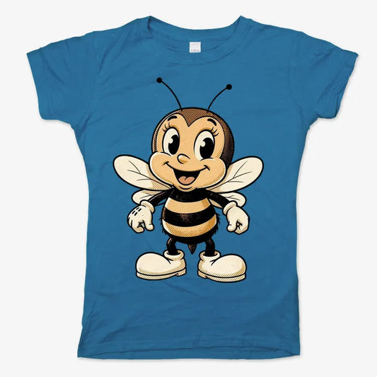 Wildflower Bee Mascot-Women's T-Shirt-Sky Blue