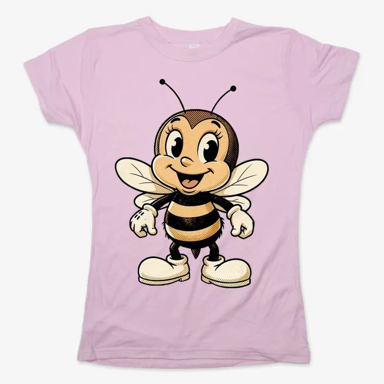 Wildflower Bee Mascot-Women's T-Shirt-Soft Pink