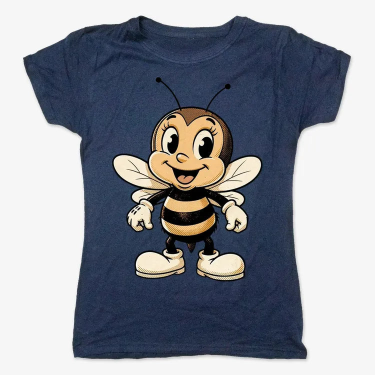 Wildflower Bee Mascot-Women's T-Shirt-True Navy