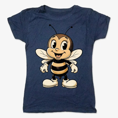 Wildflower Bee Mascot-Women's T-Shirt-True Navy