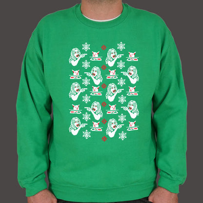 Woman Yelling At Cat Ugly Christmas Sweater Pattern