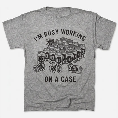 Working On A Case Beer Can Detective Pun in Gray Heather
