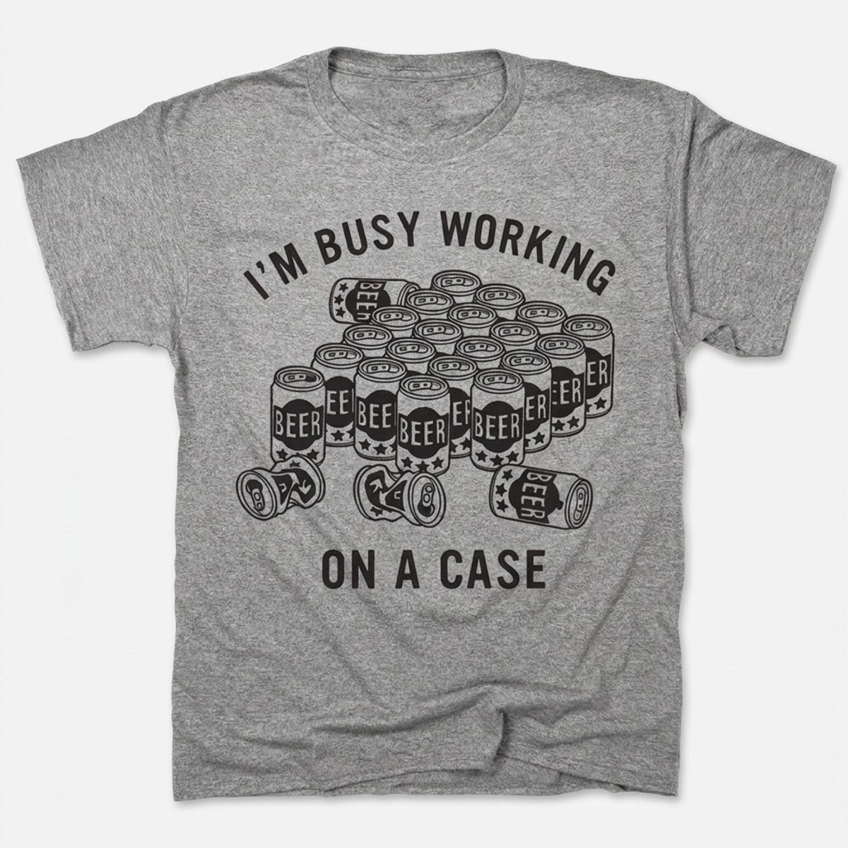 Working On A Case Beer Can Detective Pun in Gray Heather