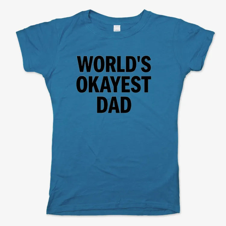 World's Okayest Dad-Women's T-Shirt-Sky Blue