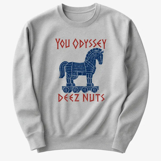 YOU ODYSSEY DEEZ NUTS-Sweater-Gray Heather