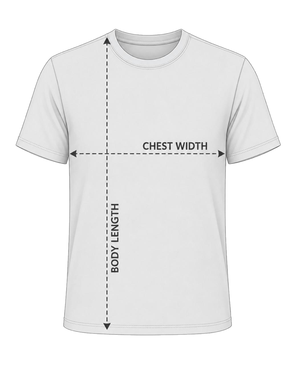 How to measure: Chest Width is measured across the front armpit to armpit; Body Length is measured from the shoulder to the bottom hem.